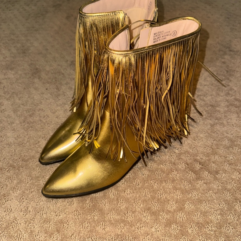 Gold Fringe Women's Boots